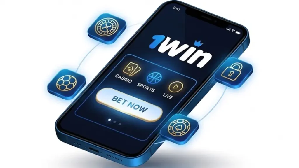 1win mobil tətbiq interfeysi və smartfon ekranında görünüşü