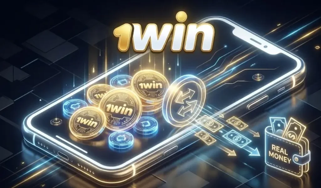 1win mobil tətbiqi quraşdırma bonusu, 200 1win coins mükafatı və tətbiq interfeysi